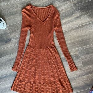 Valentino Rust Knit Dress Size 46 US 6